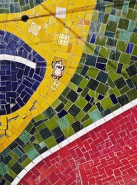 brazil, city of rio de janeiro, detailed view of the selaron steps connecting lapa and santa teresa neighbourhoods.