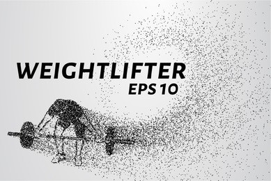 weightlifter of the particles. the lifter consists of circles and points. vector illustration.