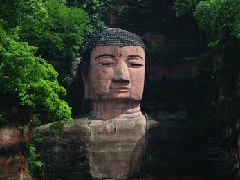 the giant stone buddha of leshan in sichuan, china