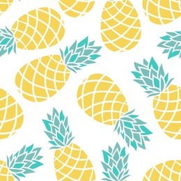 cartoon pineapple on a white background. simple vector background cute summer pattern seamless textile illustration in vintage style. design for greeting card and invitation of seasonal summer holiday