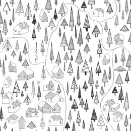 home village houses in forest trees. funny map