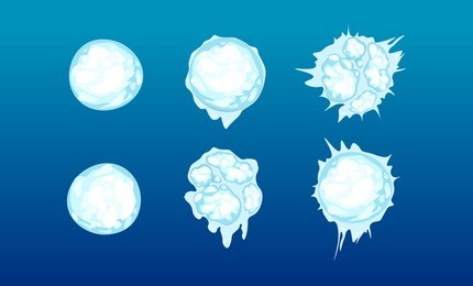 set of isolated snow cap. snowy elements on winter background. vector template in cartoon style for your design. snowballs.