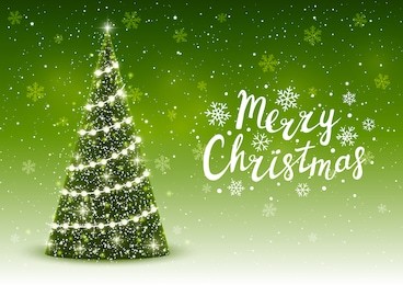 christmas trees on shiny green background