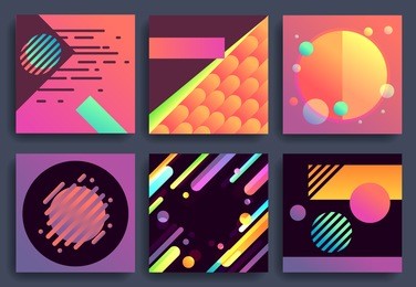 set of backgrounds with dynamic design. placards, posters, applicable for covers, flyers and banner designs. vector illustration.