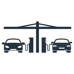 fuel station, isolated icon on white background, auto service, car repair