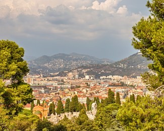 nice city view from castle hill, france.
