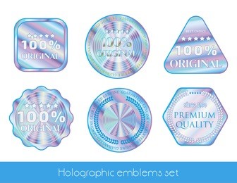 holographic set label illustration sticker quality emblem