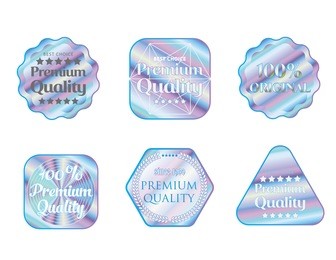 holographic set stickers illustration template quality emblem