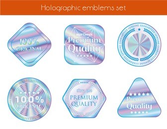 holographic set geometric shapes illustration sticker quality emblem
