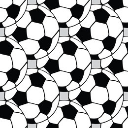 football balls seamless pattern cartoon style on gray background