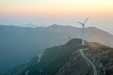 
sunrise mountain windmill