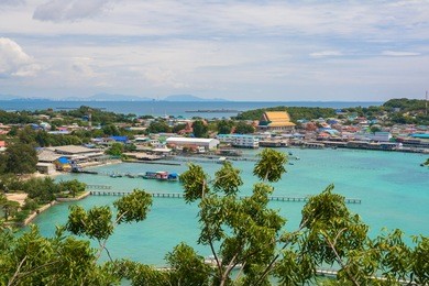 ocean village, fishing village at koh larn (larn island) in pattaya city of thailand