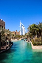 burj al arab seen from the madinat jumeirah in dubai