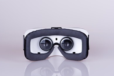 rear inside view of virtual reality headset, isolated on white background