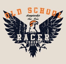 vintage race and eagle t-shirt graphic