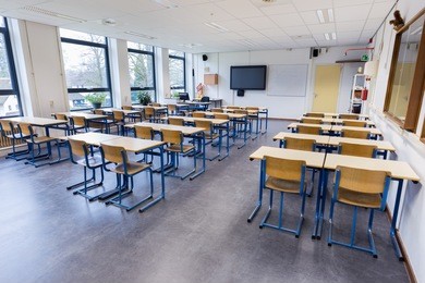 empty classroom for biology lesson on secondary school