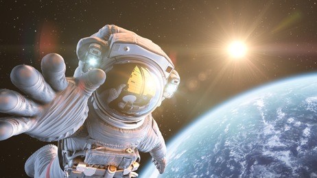 astronaut in an outer space, 3d render