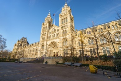 natural history museum of london in autumn sunny day, united kingdom
