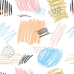 abstract creative seamless pattern with hand drawn textures, pastel chalk crayon, geometric shapes in hipster style. 