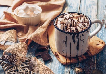 hot chocolate with marsmallow candies