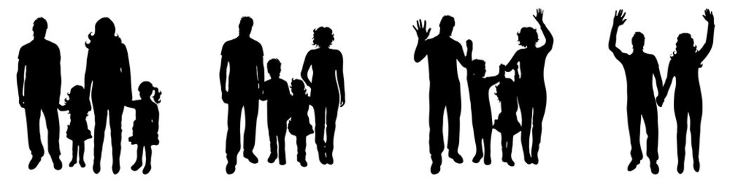 vector illustration silhouettes of family on a white background