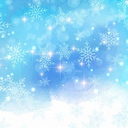 christmas background with snowflakes on watercolor background