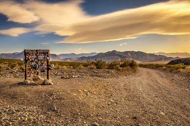 famous teakettle junction on the way to racetrack playa in death valley national park, california