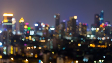 abstract blurred lights city office building downtown background 