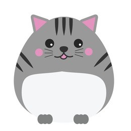cute kawaii cat cahracter. children style, vector illustration. sticker, isolated design element for kids books
