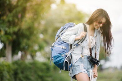 beautiful asia woman traveler,travel concept