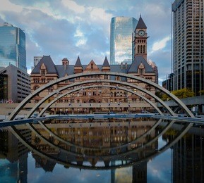 nathan phillips square and old city hall - toronto, ontario, canada