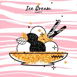 sweet ice cream. gold glitter dessert party time.