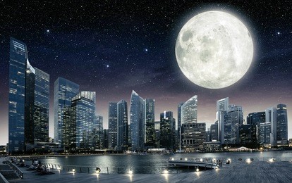 big full moon in the sky of singapore - element of this image furnished by nasa