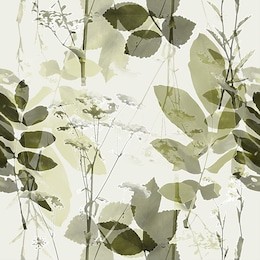 art vintage blurred monochrome gold green watercolor and graphic floral seamless pattern with grasses and leaves on white background. double exposure effect