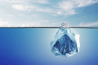 arctic landscape with underwater iceberg in the ocean or sea. 3d rendering