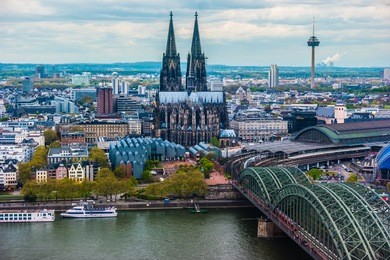 aerial view of cologne, germany. beautiful travel photo.