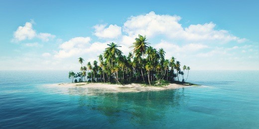 island in the ocean. 3d illustration
