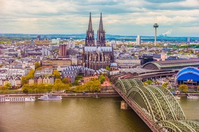 aerial view of cologne, germany. beautiful travel photo.