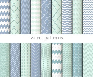 big set with simple seamless patterns. background with waves .wavy patterns. vector illustration.