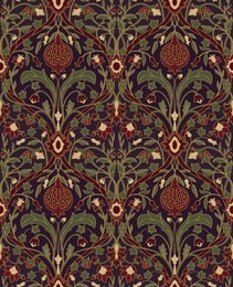 dark floral pattern. seamless rich european ornament of the victorian era. stylized colorful template for wallpaper, textile, bedspread, curtain, shawl, tile, carpet and any surface.