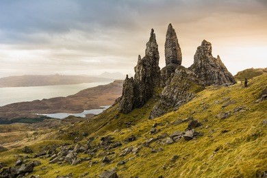 the old man of storr and other rock pinnacles below the storr, this is properly the most famous walk on the island , isle of skye, scotland