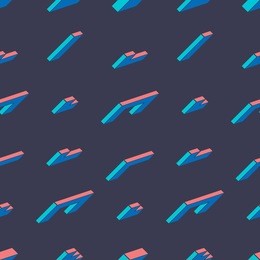 seamless pattern of the figures on a dark background. geometric shapes in isometric style.