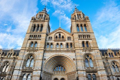 architecture of london natural museum, england, uk