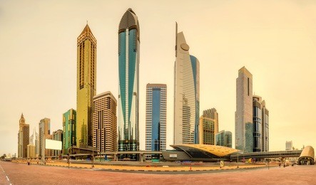 panoramic view of business bay of dubai, uae
