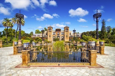 museum of popular arts, mudejar pavilion located in the maria luisa park in seville, andalucia, spain 