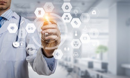 modern medical technologies concept . mixed media