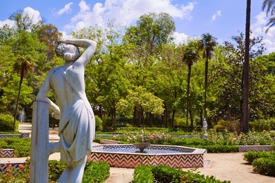 seville maria luisa park gardens in andalucia spain  exterior image shot from public park