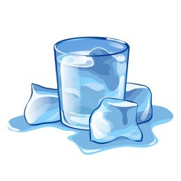 a glass of water with ice cubes isolated on white background. vector illustration.
