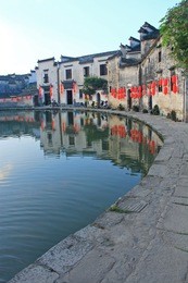 beautiful view of hongcun village, hweichow, china