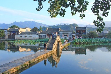 beautiful view of hongcun village, hweichow, china